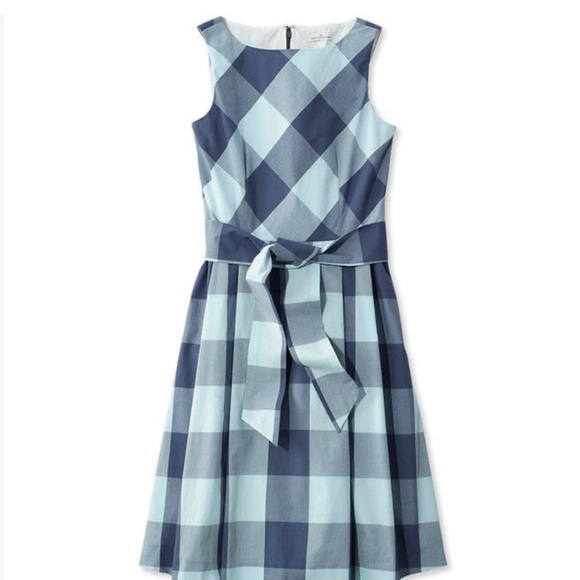LL Bean Signature Poplin Gingham Dress Size 10 - Picture 1 of 5